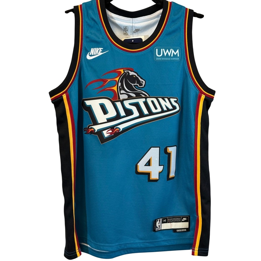 NWT Nike Saddiq Bey Detroit Pistons Teal Horse Swingman Jersey Youth Medium